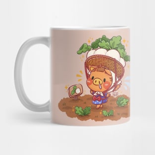 Cute Pig Turnip Farmer Mug